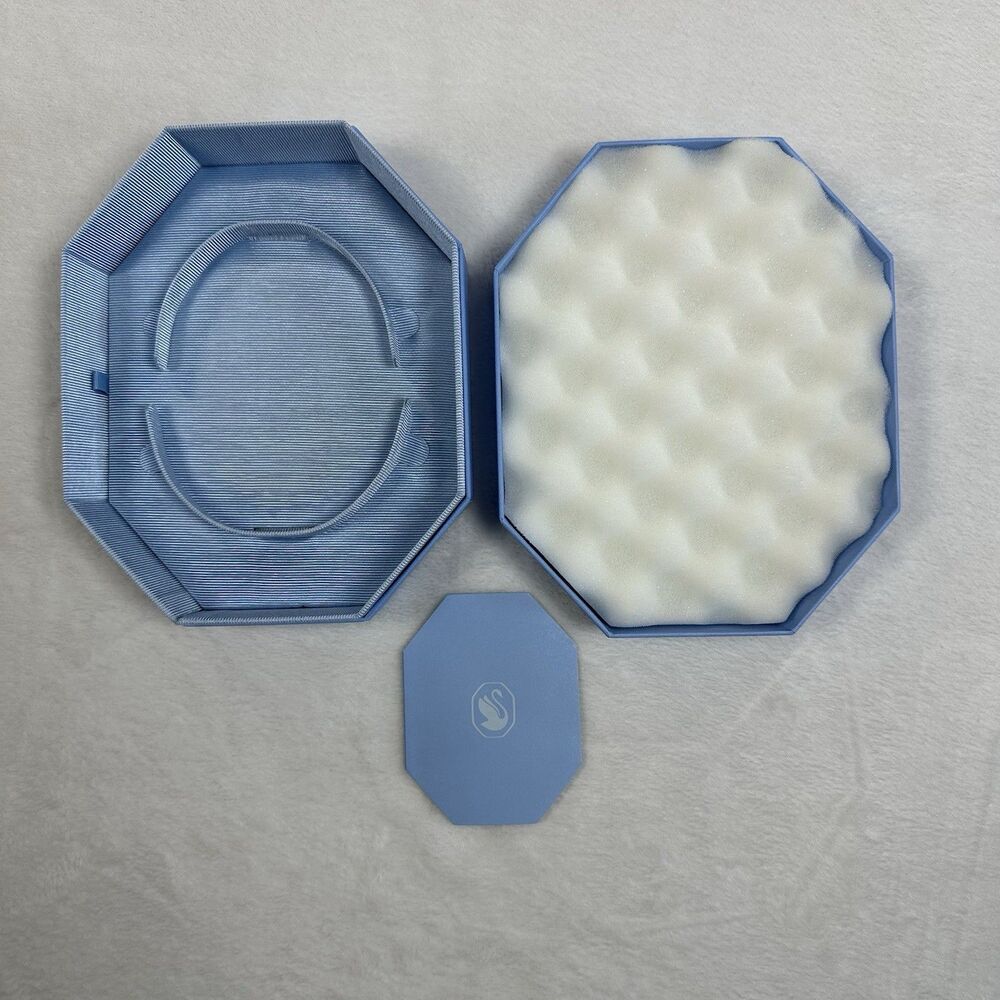 Swarovski Blue Octagon Jewelry Gift Box Case Organizer w/ Foam Insert & Booklet